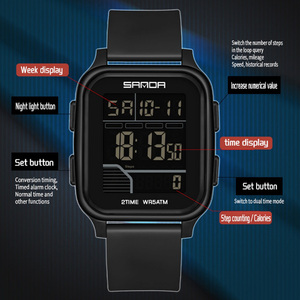 SANDA 2210 นาฬิกาดิจิตอลสำหรับนักเรียนชายระดับมัธยมต้นสำหรับเล่นกีฬากลางแจ้ง นาฬิกาข้อมืออิเล็กทรอนิกส์อเนกประสงค์พร้อมนาฬิกาจับเวลา - Product Image 5