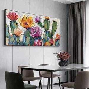 Cuadro de Arte Impasto 3D con Textura de Cactus, Pintura al Óleo Original Pintada a Mano, Obra de Arte de Gran Tamaño Enmarcada, Decoración de Pared para el Hogar y Galería - Product Image 3