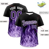 Jersey Bisbol Pria Kustom dengan Tombol Personalisasi Lengan Pendek Penyerap Kelembapan Sublimasi Nama Tim 00 Seragam