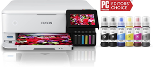 Ep son EcoTank Photo ET-8500 Wireless Color <b>All</b>-<b>in</b>-<b>One</b> <b>printer</b>, White, Large - Product Image 5