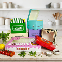 Boîte en papier kraft réutilisable, écologique, transparente, pliable, personnalisée, en matériaux recyclés, pour emballage de sandwichs et gâteaux