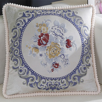 Housse de coussin de canapé en polyester, style européen moderne de luxe Amity, motif floral jacquard, décoration de la maison