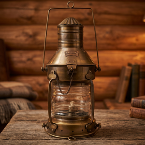 Lampe à huile antique en laiton nautique, lampe à huile suspendue, lampe à huile de table, laiton antique - Product Image 3