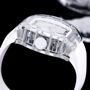 Montre Tourbillon Diamant Exquise, Boîtier Saphir, Design Transparent, Rétro, Galas, Expositions d'Art, Élégante pour le Quotidien, Bracelet en Caoutchouc - Product Image 3