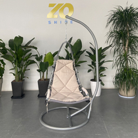 Zoshine Chaise Longue Flottante Moderne en Acier, Balancelle Suspendue d'Extérieur Courbée avec Auvent Élégant pour Villas