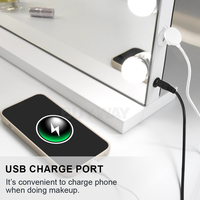 Miroir de maquillage LED Hollywood 80x60cm avec 18 ampoules à intensité variable, port de charge USB, miroir de maquillage de bureau pour salon, vente en gros