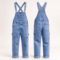 Salopette en jean pratique bleu moyen coupe droite – Idéale pour les sorties en ville et le style quotidien