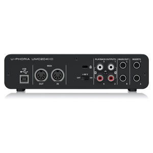 Carte son Behringer UMC204 Audiophile, interface <span class=keywords><strong>audio</strong></span>/MIDI USB 2 entrées 4 sorties, préamplis micro Midas pour enregistrement sur ordinateur et guitare. - Product Image 5