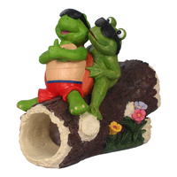 Patung Katak Lucu yang Berpelukan, Model Figurine Resin untuk Saluran Air, 1 Buah, Dilukis Tangan, Ornamen Taman Luar Ruangan yang Modis