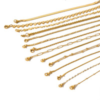 Bracelets en gros pour femmes en acier inoxydable plaqué or 18K PVD, modèles délicats torsadés, Figaro, serpent et chaîne trombone