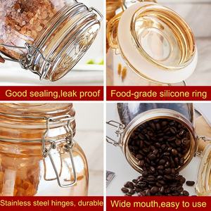 Bocaux en verre scellés avec anneau en acier, couvercles hermétiques, pour la fermentation, la mise en conserve, ambre, 500 ml, 750 ml, 1000 ml, 1500 ml, contenants <span class=keywords><strong>de</strong></span> stockage alimentaire - Product Image 2