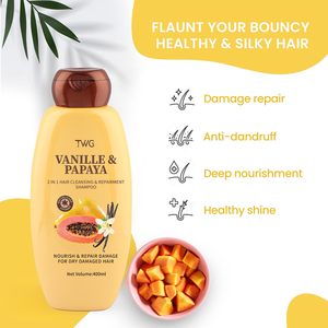 TWG RTS Vanila & Papava 2 in 1ヘアクレンジング & リペアシャンプーコンディショナー修理抗Dandrufパパイヤシャンプー & コンディショナー - Product Image 3