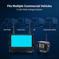 Monitor Inalámbrico Digital de Doble Canal y Pantalla Dividida de 2.4G para Camiones, Kit de Cámara de Reversa con Líneas Guía de Estacionamiento Personalizadas para Remolques y Autobuses