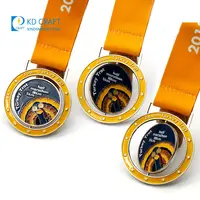 Desain Unik Logo Kustom Spinner Olahraga Medali Logam 3D Berongga Enamel Olahraga Maraton Kustom Medali Berputar untuk Suvenir