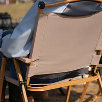 Chaise de camping pliable rapide en bois massif de taille moyenne, double couche, en acier carbone Oxford 600D, pour le glamping urbain, avec logo personnalisé, approvisionnement en gros direct usine