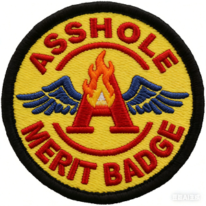 Parche Termoadhesivo Personalizado al por Mayor <span class=keywords><strong>del</strong></span> Fabricante con la Leyenda 'Big Assholes Meritbadge Live Forever' - Product Image 1