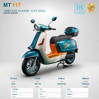 Scooter à essence EEC Vintage 125cc, roues de 12 pouces, refroidissement par air, monocylindre, deux places, repose-pieds, moto rétro