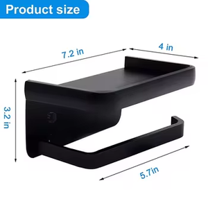 Accessoires de maison modernes <span class=keywords><strong>Porte</strong></span>-papier hygiénique <span class=keywords><strong>noir</strong></span> <span class=keywords><strong>mat</strong></span> avec étagère pour téléphone Support <span class=keywords><strong>mural</strong></span> en aluminium pour la cuisine - Product Image 4