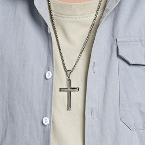 Unisex Titanium Steel <b>Cross</b> Necklace Pendant For Men Gift Jewelry - Product Image 3
