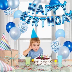 Joyeux <span class=keywords><strong>Anniversaire</strong></span> Bleu Ballons En Latex Ballons de Numéro De Feuille Bébé Garçon Fille Première Fête D'<span class=keywords><strong>anniversaire</strong></span> Décorations Mes 1 An Fournitures - Product Image 3