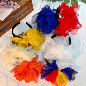 2023 Sommer neue handgemachte übertriebene Stoff Blumen Stirnband für Frauen Mädchen Haarschmuck