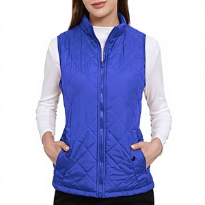Chaleco Casual Acolchado Transpirable Verde Oliva para Mujer, Cuello Alto, Cierre de Cremallera, Relleno de Poliéster, Chaleco Abrigado para Otoño - Product Image 1