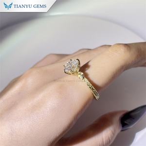 Tianyu Gems Custom Made S-hex-y Cut Moissanite 7,5mm 10K 14K 18K Anillos de compromiso de joyería de oro amarillo para mujeres - Product Image 5