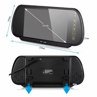 Moniteur miroir AHD étanche 7 pouces 4 broches avec vision nocturne et caméra de recul HD pour camion/caravane/bus/remorque à ressorts