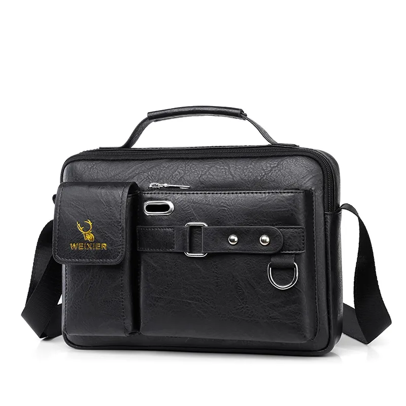 WEIXIER Casual Men's Shoulder Bag Vintage Messenger Bag Leather Handbag Large Capacity High Quality Messenger Bag Versatile