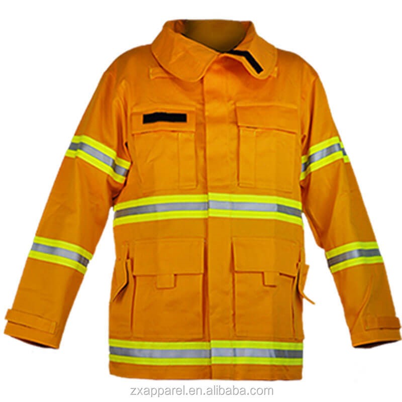 Hi Vis Brandweerman 'S Uniforme Brandvertragende Lasolieveld Elektrische Canvas Katoenen Winterjas