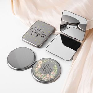Miroir de poche personnalisé en argent, miroir pliable double face, miroir de maquillage en acier inoxydable avec logo - Product Image 2