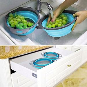 Kitchen Colander Strainer Set Collapsible Colanders Set Foldable Food <b>Basket</b> Strainers Kitchen Drainer for Draining Pasta Vege - Product Image 5