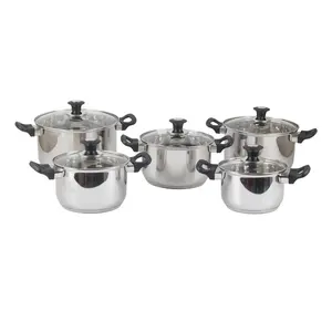 1.75/2.5/3.5/4.5/5.5 Quart Casserole Pots set Kitchen cookware sets, 10 Pieces Stainless Steel Cookware Set