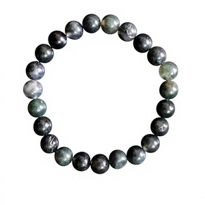 Handmade Gemstone <b>Chakra</b> Style Bracelet with 8mm Moss Agate Beads Natural Gemstone Semi-Precious Stone Healing Crafts - Product Image 1