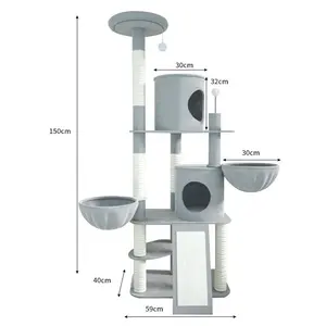 Multi-Level Cat Tree Condo With Sisal Scratching Posts Perches Houses Hammock And Baskets Cat Tower Furniture