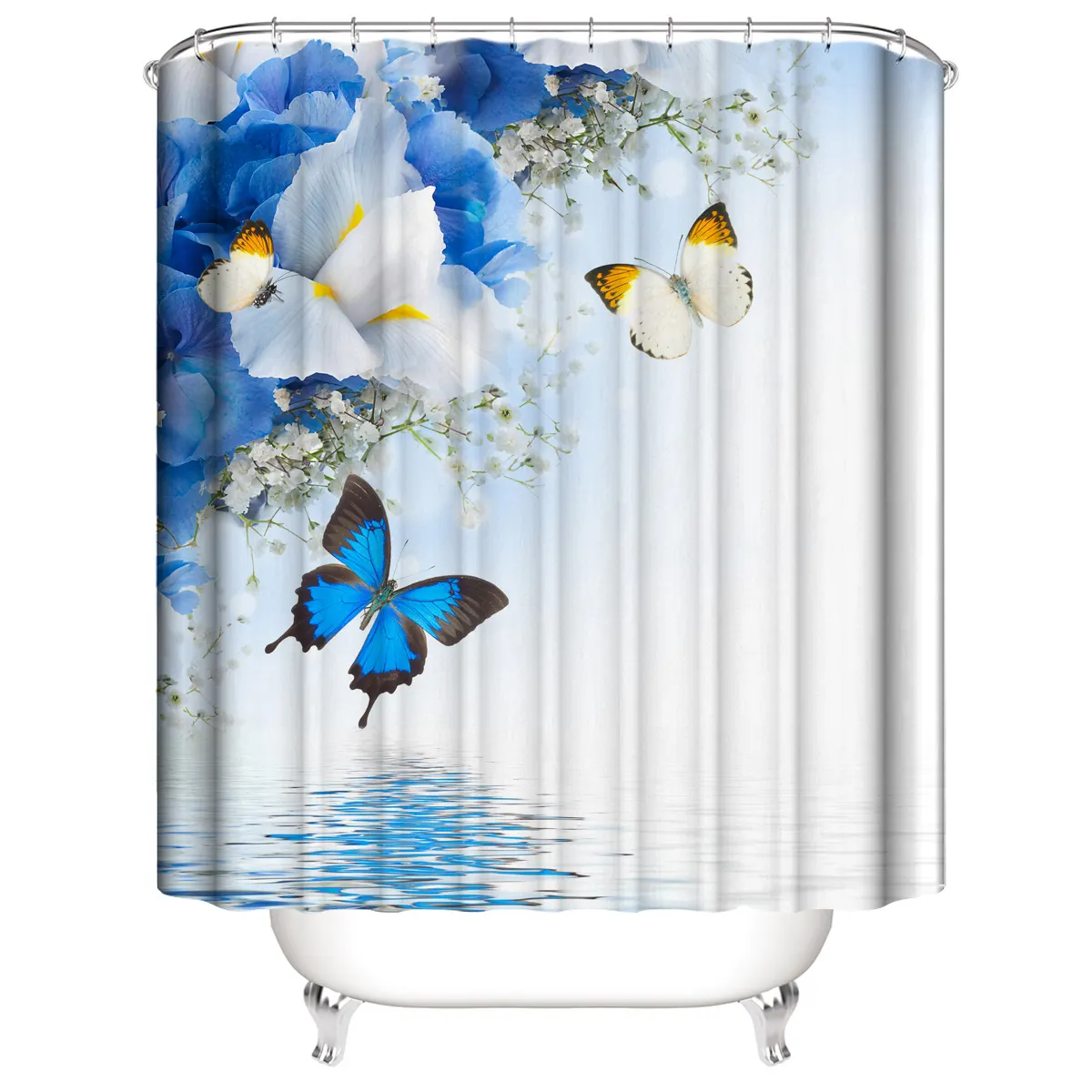 Yeni tasarım 3D baskı kelebek serisi özelleştirilmiş benzersiz duş banyo perdesi dekorasyon