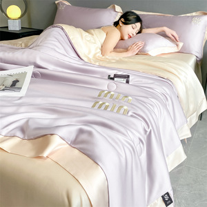 Washed Silk Bedding Set 60 Count Lyocell Fiber Cooling Summer <b>Sheet</b> Duvet Cover Pillowcase Set Home Use Solid Color - Product Image 3