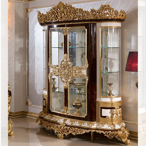 Vitrina de Estilo Barroco Retro de Lujo, Tallada a Mano en Madera Maciza con Vidrio, Mueble Ecológico para Decoración del Hogar - Product Image 2