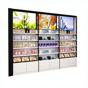 Vitrine de présentation de cosmétiques pour salons de beauté, studios d'échantillons, magasins maternité-bébé - Étagère de présentation à panneaux blancs - Product Image 1
