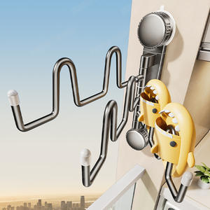 ชั้นวางรองเท้าแบบติดผนังพร้อมถ้วยดูดสุญญากาศ พับเก็บได้ หมุนได้ ใช้สำหรับตากผ้าในห้องน้ำ ห้องนอน ห้องนั่งเล่น จุรองเท้าได้ 4-5 คู่ - Product Image 1