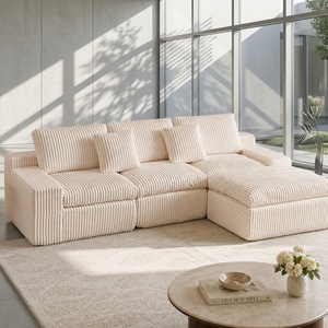 Divano Letto Modulare <span class=keywords><strong>Blu</strong></span> Convertibile Senza Struttura, Moderno, in Tessuto, Pieghevole, Reclinabile, Compresso per Hotel - Product Image 1