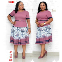 Nouvelle robe africaine en coton à manches courtes pour mamans, imprimée, col rond, évasée, mi-longue, grande taille 6XL, toutes saisons
