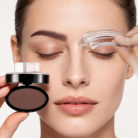 Kit de tampon à sourcils végétalien instantané 3 formes : droit, arqué, feuille de saule – Poudre à sourcils naturelle longue tenue