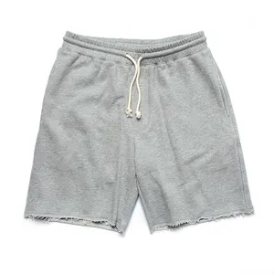 Heather Grey 100% Cotton Raw Edge Plus Size Sweat Shorts