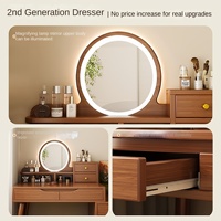 Table de toilette avec armoire intégrée, petite chambre à coucher, bureau de chevet, moderne, rétractable, éclairée, en acier inoxydable, murale, pour le maquillage