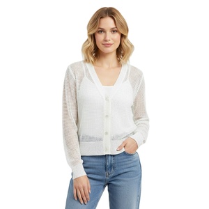 Custom Women Sweater Spring <strong>Summer</strong> <strong>Ladies</strong> Knit Sweater Long Sleeve V Neck Women Hollow-out Knit <strong>Cardigan</strong> - Product Image 1