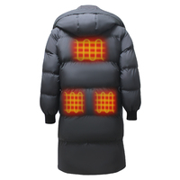 Veste d'hiver longue à fermeture éclair en tricot imperméable pour homme avec technologie auto-chauffante pour massage corporel