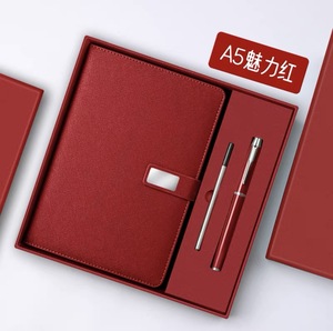 Funda de cuero personalizada de primera calidad, caja de regalo de negocios, bolsa de regalo, cuaderno magnético con recarga y juego de unidad flash USB - Product Image 4