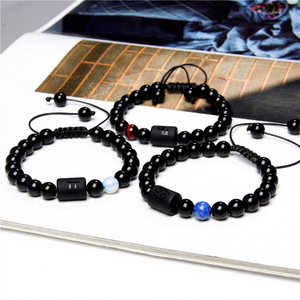 Bracciale Regolabile con 12 Segni Zodiacali in Pietra Nera da 8mm per Uomo, Braccialetti Trendy con Perline di Quarzo, Regalo Perfetto per il Compleanno - Product Image 5