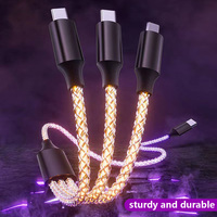 Harga Pabrik Kabel Data USB 3 in 1 Tipe C Micro PVC TPE Tembaga Murni LED Display Pengisian Cepat 3A Garansi 12 Bulan